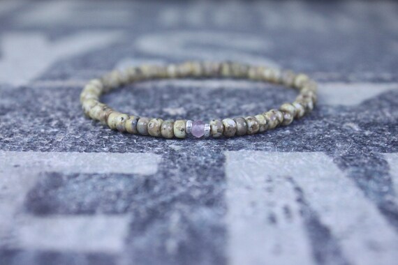 Mens rose quartz bracelet - Mens love enhancer - Healing jewelry - Sead Bead men, Mens gift for him Husband Gift , Mens Seed Bead