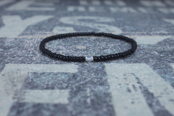 White Topaz Bracelet, Unique Birthday Gift Men, Mens Gift, Mens Topaz Bracelet, Minimalist Bracelet, Beaded Bracelet, White Topaz