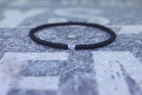 Gift for Men, Sky Blue Topaz Mens Bracelet, Birthday Gift, Mens Birthstone, Gemstone bracelet, Minimalist Bracelet, Beaded Bracelet
