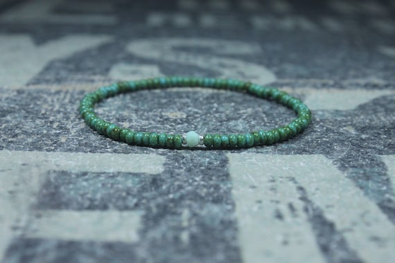 Opal Bracelet, Peruvian Blue Opal, Mens Jewelry, Boho Bracelet, Minimalist Bracelet, Mens Gift, Boyfriend Gift, Gift for Men