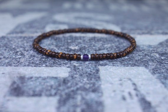 Amethyst Bracelet, Birthstone Bracelet, Gemstone Bracelet, Beaded Bracelet, gift for Men, Mens Gift, Bead Bracelet, Friendship Bracelet
