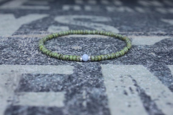Opal Bracelet, Blue Opal, Mens Jewelry, Boho Bracelet, Minimalist Bracelet, Mens Gift, Boyfriend Gift, Gift for Men