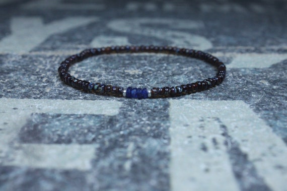 Blue Sapphire Bracelet, Mens Bracelet, Mens Jewelry, Mens Gift, September birthstone, Boyfriend gift, Husband Gift, Mens Beaded Bracelet S1