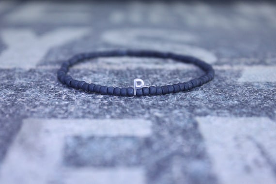 Initial Mens Bracelet, Letter Bracelet, Mens Bracelet, Monogram Bracelet, Name Bracelet, Sterling Silver Letter Bracelet, Men Gift Birthday