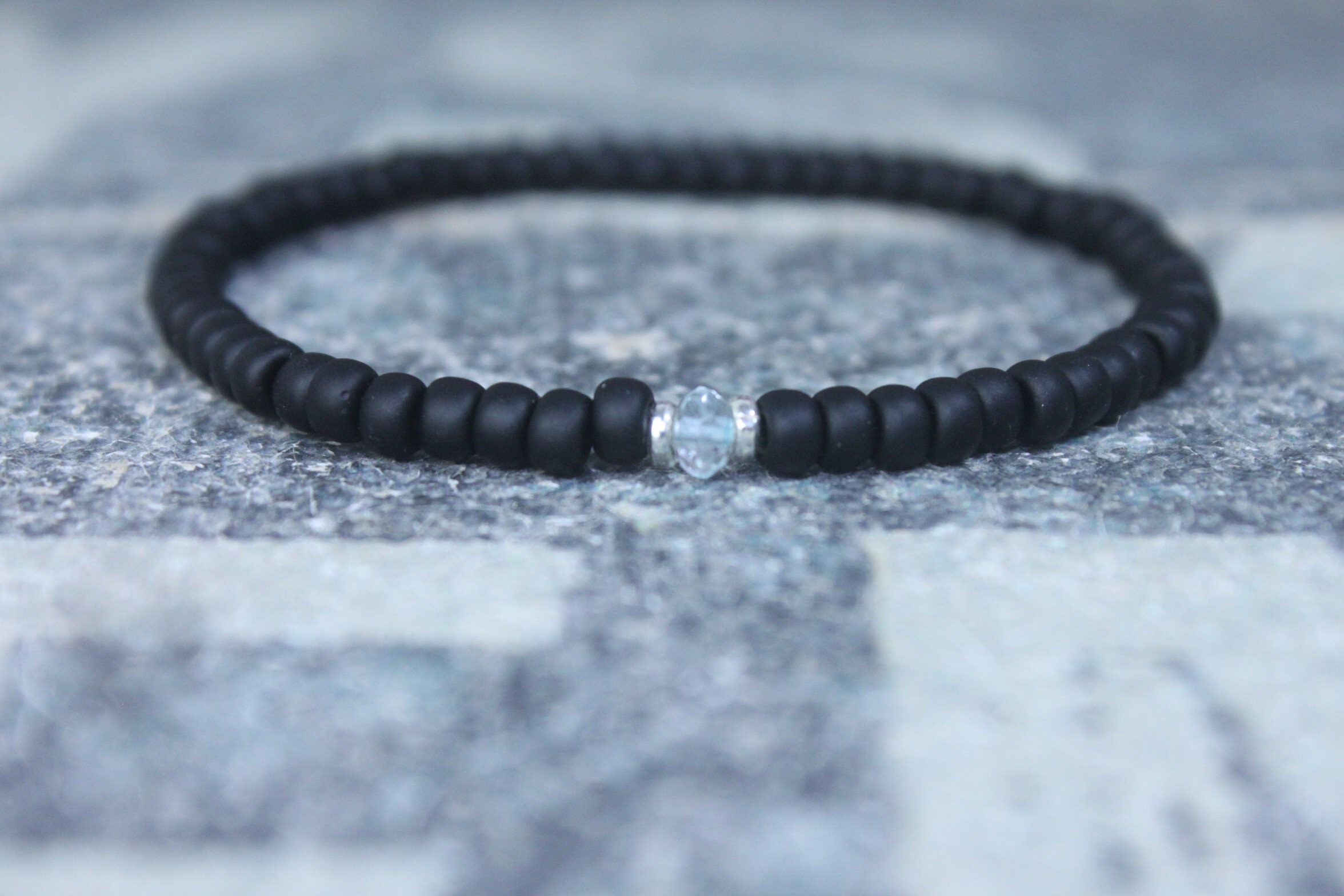 Men Aquamarine Bracelet Surfer style Mens Beaded Bracelet Etsy