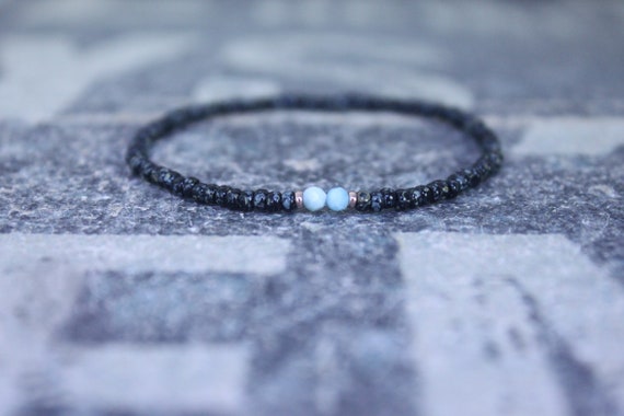 Larimar Bracelet, Mens Bracelet, 24k Rose Gold Vermeil, Mens Jewelry, Mens Beaded bracelet, As seen in GQ, Glamour, Husband Gift