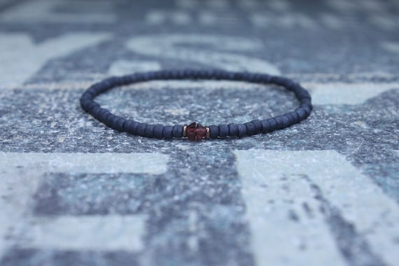 Garnet Bracelet, Mens Bracelet, Mens Beaded Bracelet, Minimalist Jewelry, Men Gift, Gift Him, Beaded Bracelet, Bracelet Men, Bracelet