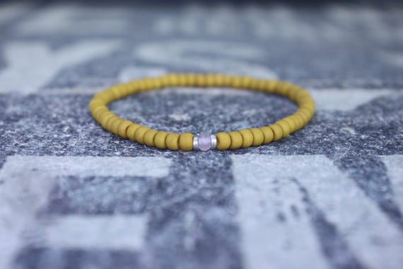Mens rose quartz bracelet - Mens love enhancer - Healing jewelry - Sead Bead men, Mens gift for him Husband Gift , Mens Seed Bead