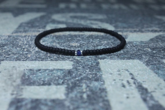 Blue Sapphire Bracelet, Mens Bracelet, Mens Jewelry, Mens Gift, September birthstone, Boyfriend gift, Husband Gift, Mens Beaded Bracelet