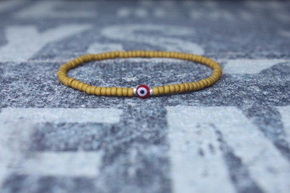 Yellow bracelet men, Mens Beaded Bracelet, Mens Evil Eye Bracelet, Men Gift, Gift for Boyfriend, Bracelet, Couples Bracelet, Bead Bracelet