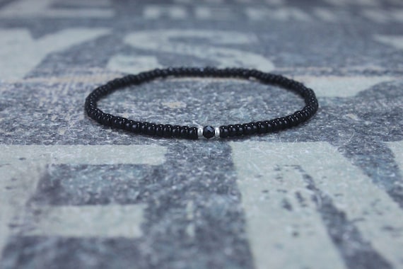 Black Tourmaline Bracelet, Mens Jewelry, Minimalist Bracelet, Gifts for Men, Anniversary, Birthday Gift, October birthstone Boyfriend Gift