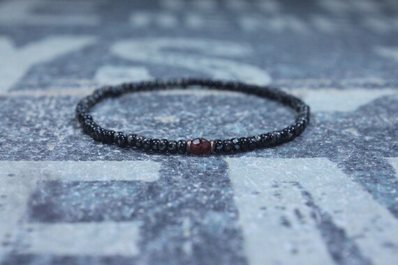 Garnet Bracelet, Mens Bracelet, Mens Beaded Bracelet, Minimalist Jewelry, Men Gift, Gift Him, Beaded Bracelet, Bracelet Men, Bracelet