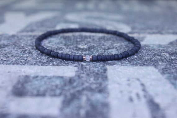 Rose Quartz Bracelet - Love Enhancer , Gift for Boyfriend - 24k Rose Gold vermeil, Men's Bead Bracelets, Husband Gift , Mens Seed Bead