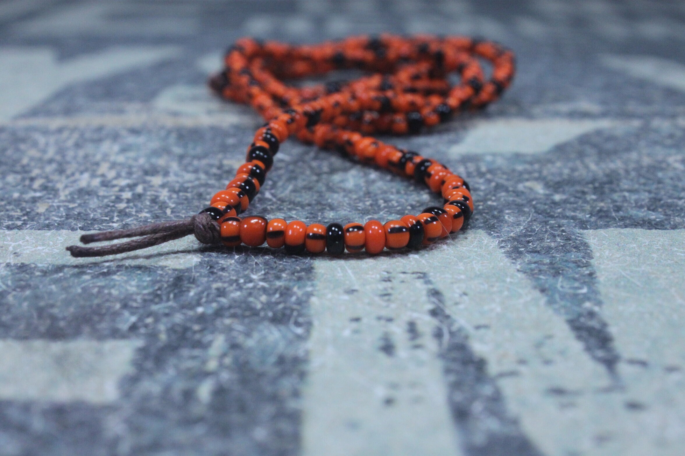 African Seed Bead Necklace Red, Black, White & Yellow | Giles & Brother