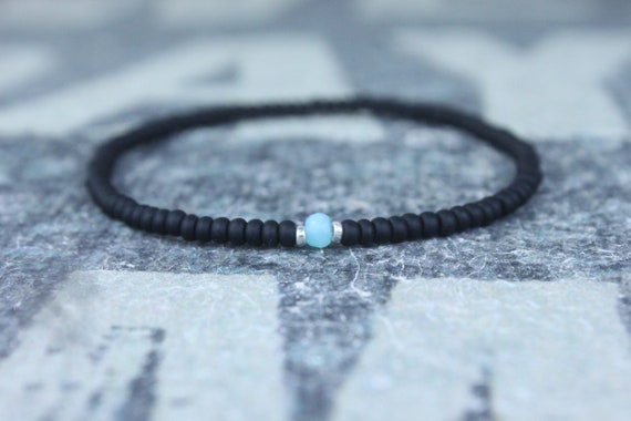 Opal Bracelet, Peruvian Blue Opal, Mens Jewelry, Boho Bracelet, Minimalist Bracelet, Mens Gift, Boyfriend Gift, Gift for Men