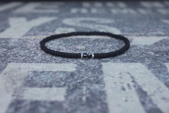 Black Tourmaline Bracelet, Mens Jewelry, Minimalist Bracelet, Gifts for Men, Anniversary, Birthday Gift, October birthstone Boyfriend Gift