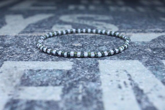 Mens Stripe Beaded Bracelet, Mens Stripe Bracelet, Minimalist Bracelet, Mens Jewelry, Stripe Beaded Bracelet, Boyfriend Gift, Men's Gift