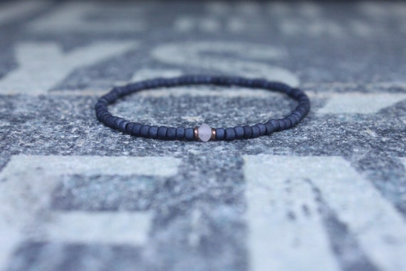 Mens rose quartz bracelet - Mens love enhancer - Healing jewelry - Sead Bead men, Mens gift for him Husband Gift , Mens Seed Bead