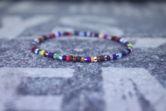 Mens Multicolor beaded bracelet men, Mens Beaded Bracelet, Mens Minimalist Bracelet, Mens Jewelry, Beaded Bracelet,  striped bracelet
