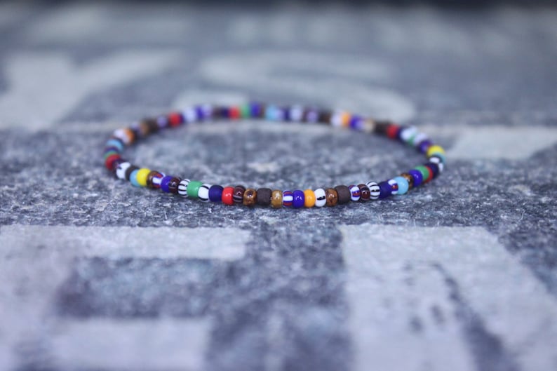 Mens Multicolor beaded bracelet men, Mens Beaded Bracelet, Mens Minimalist Bracelet, Mens Jewelry, Beaded Bracelet, striped bracelet image 1