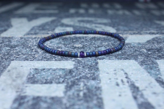 Amethyst Bracelet, Birthstone Bracelet, Gemstone Bracelet, Beaded Bracelet, gift for Men, Mens Gift, Bead Bracelet, Friendship Bracelet