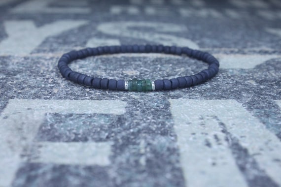 Emerald Bracelet, Mens Bracelet, Raw Emerald, Anniversary Gift, Mens Birthstone, Gemstone Bracelet, Birthstone Bracelet, Couples Bracelet