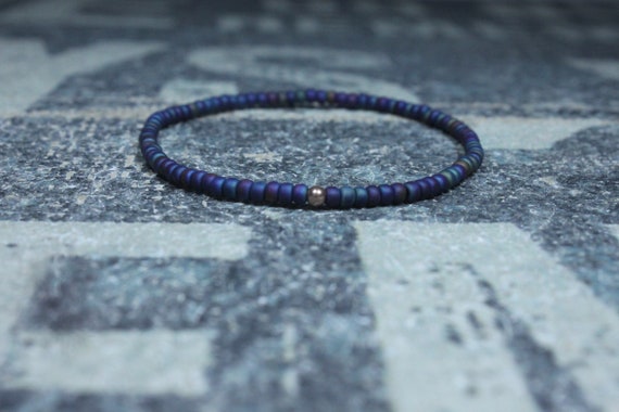 Mens Beaded Bracelet, Rose Gold Filled, Mens Bracelet, Minimalist Bracelet, Mens Jewelry, Beaded Bracelet, Boyfriend Gift, Men's Gift