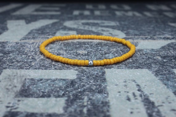 Orange beaded Bracelet Men, Mens Orange Bracelet, Minimalist Orange Bracelet men, Mens Beaded Bracelet Orange, Boyfriend Gift, Men's Gift