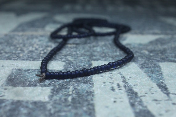 Mens Necklace, Small beaded Necklace, Long Blue Necklace for Men, Minimalist necklace for men, No Clasp Necklace, Bead Necklace, Mens Gift