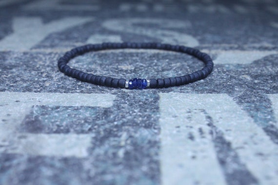 Blue Sapphire Bracelet, Mens Bracelet, Mens Jewelry, Mens Gift, September birthstone, Boyfriend gift, Husband Gift, Mens Beaded Bracelet S1