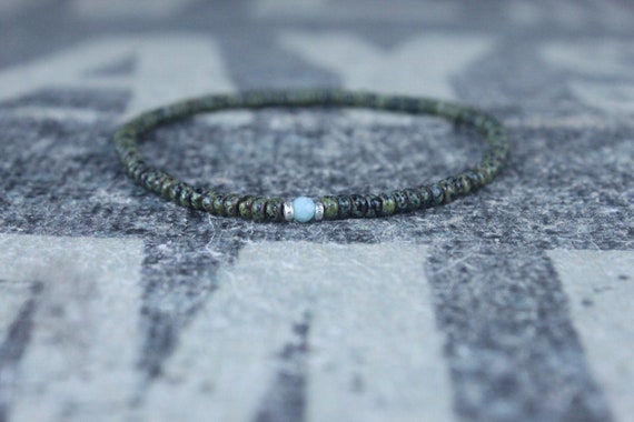 Larimar Bracelet, Mens Beaded Bracelet, Mens Jewelry, Mens Beaded bracelet, Husband Gift, Mens Gift, Boyfriend Gift, Gift for men bracelet