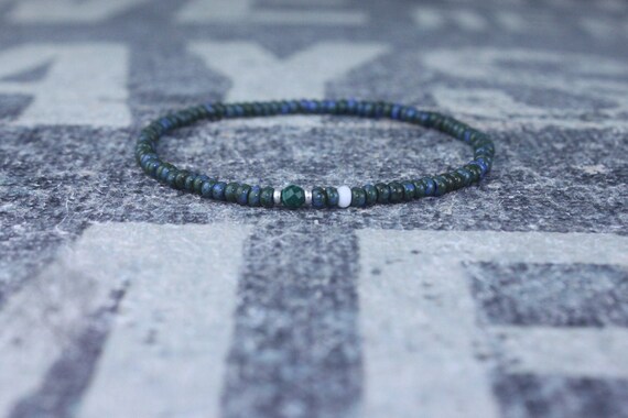Malachite Bracelet, Mens Bracelet, Mens Beaded Bracelet, Minimalist Jewelry, Mens Gift, Gift for Him, Bead Bracelet, Green Bracelet Men