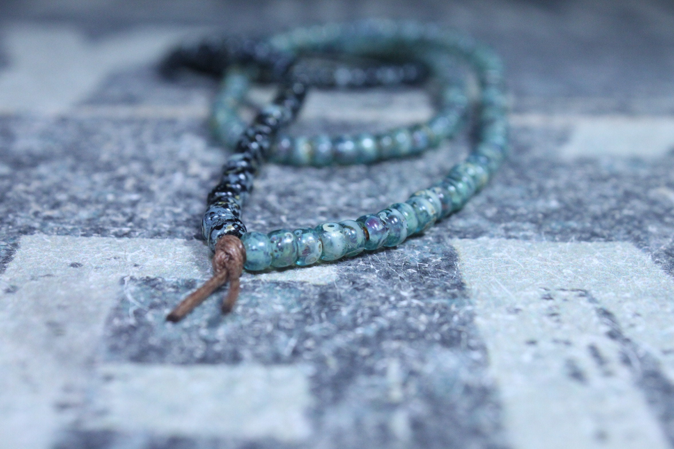 Mens Beaded Necklace Made of Cube Cut and Round Shape Amber.