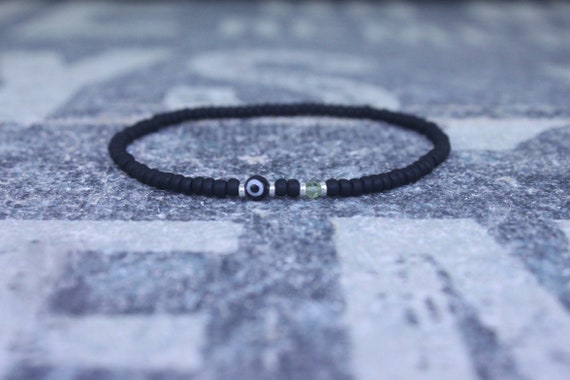 Peridot Bracelet, Evil Eye Bracelet, Mens bracelet, Mens Gifts, Birthday Gift for Men, Gemstone Bracelet, Birthstone bracelet, Bracelet Men