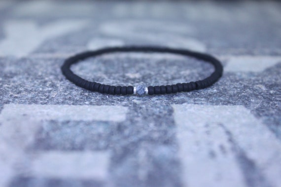 Opal Bracelet, Dendrite Opal, Mens Jewelry, Boho Bracelet, Minimalist Bracelet, Mens Gift, Boyfriend Gift Delicate Bracelet, Gift for Men
