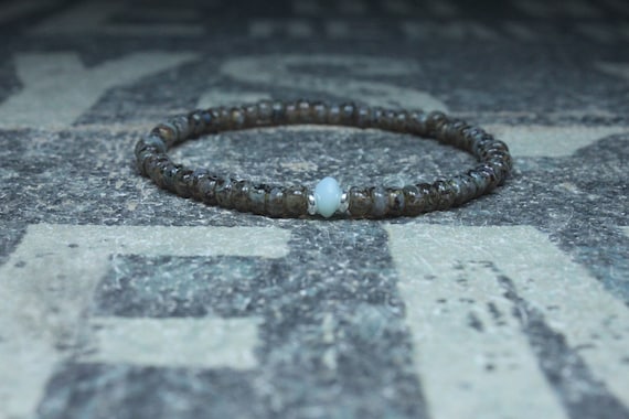 Opal Bracelet, Peruvian Blue Opal, Mens Jewelry, Boho Bracelet, Minimalist Bracelet, Mens Gift, Boyfriend Gift, Gift for Men