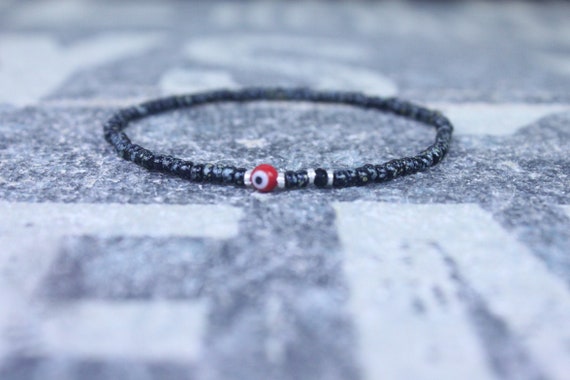 Black Spinel Bracelet, Evil Eye Bracelet, Mens bracelet, Mens Gifts, Birthday Gift for Men, Gemstone Bracelet, Spinel Birthstone bracelet
