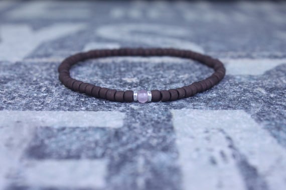 Mens rose quartz bracelet - Mens love enhancer - Healing jewelry - Sead Bead men, Mens gift for him Husband Gift , Mens Seed Bead
