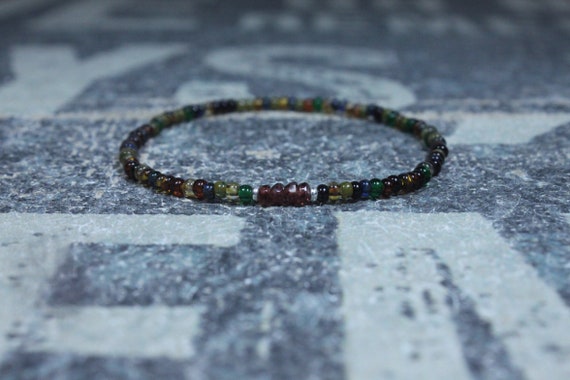 Garnet Bracelet, Mens Bracelet, Mens Beaded Bracelet, Minimalist Jewelry, Mens Gift, Gift for Him, Beaded Bracelet, Bracelet Men, Bracelet