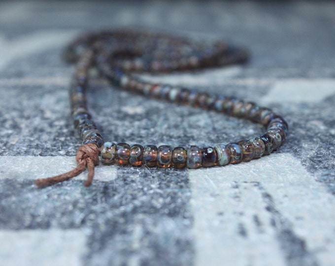 Mens Necklace, Mens Beaded Necklace, Long Necklace for Men, Metal Free Necklace without Clasp, No Clasp Necklace, Bead Necklace, Mens Gift