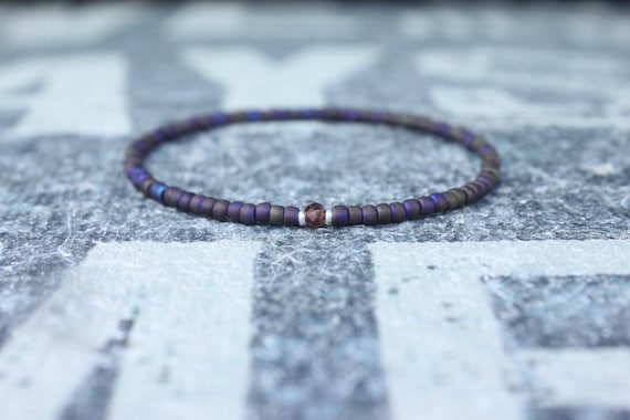 Garnet Bracelet, Mens Bracelet, Mens Beaded Bracelet, Minimalist Jewelry, Mens Gift, Gift for Him, Beaded Bracelet, Bracelet Men, Bracelet