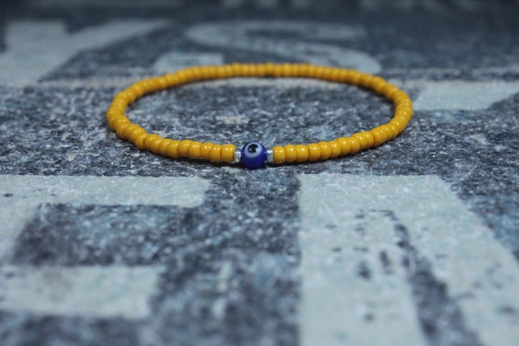 Orange bracelet men, Mens Beaded Bracelet, Anniversary Gift, Evil Eye Bracelet, Gift Boyfriend, Bracelet, Couples Bracelet, Bead Bracelet