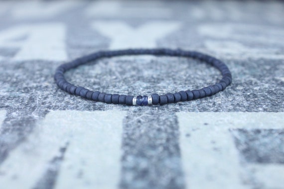 Blue Sapphire Bracelet, Mens Bracelet, Mens Jewelry, Mens Gift, September birthstone, Boyfriend gift, Husband Gift, Mens Beaded Bracelet