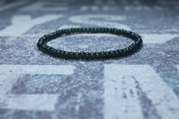 Mens Green Glass Beaded Bracelet, Anniversary Gift Men, Bracelet Mens Gift, Gift for Boyfriend, Bracelet, Couples Bracelet, Bead Bracelet