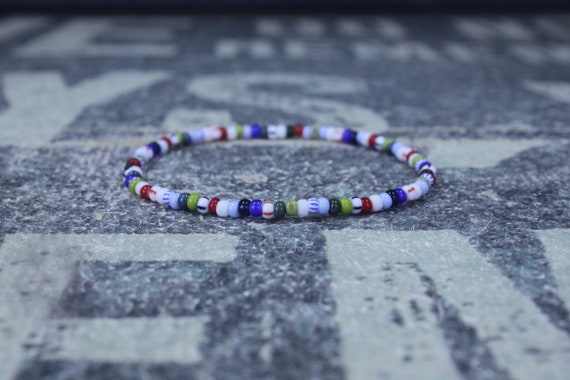 Mens Multicolor beaded bracelet men, Mens Beaded Bracelet, Mens Minimalist Bracelet, Mens Jewelry, Beaded Bracelet,  striped bracelet