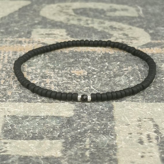 Black Tourmaline Bracelet, Mens Jewelry, Minimalist Bracelet, Gifts for Men, Anniversary, Birthday Gift, October birthstone Boyfriend Gift