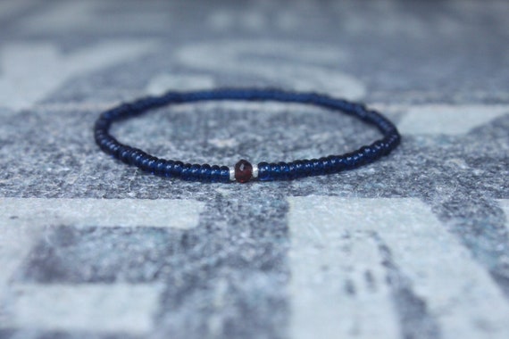 Garnet Bracelet, Mens Bracelet, Mens Beaded Bracelet, Minimalist Jewelry, Mens Gift, Gift for Him, Beaded Bracelet, Bracelet Men, Bracelet