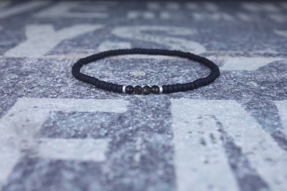 Mens Obsidian Bracelet, Golden Obsidian Bracelet, Men Gift,  Mens Obsidian Bracelet, Beaded Bracelet Obsidian, Mens Iolite Bracelet