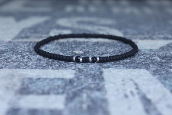 Black Tourmaline Bracelet, Black Spinel Bracelet Men, Minimalist Bracelet, Gifts Men, Anniversary Gift, October birthstone Boyfriend Gift