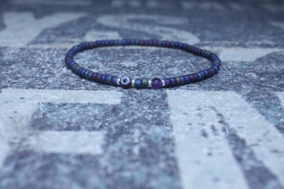 Amethyst Bracelet, Evil Eye Bracelet, Mens bracelet, Mens Gifts, Birthday Gift for Men, Gemstone Bracelet, Birthstone bracelet, Bracelet Men
